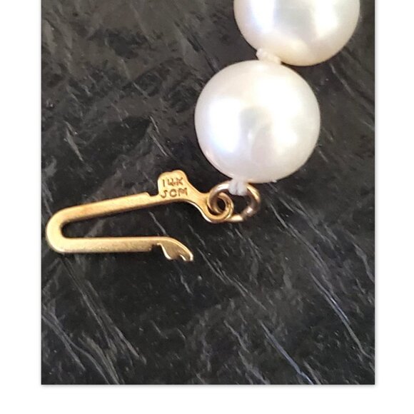 14k Yellow Gold JCM White Freshwater Pearl Necklace 24" Signed - Picture 7 of 7